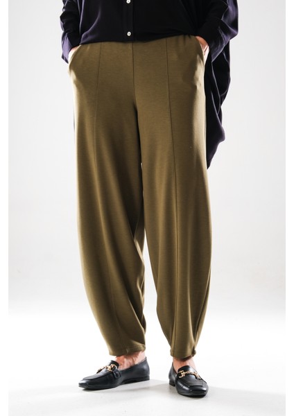 2281_KADIN Beli Lastikli Cepli Harem Şalvar Pantolon – Rahat Kalıp Tesettür Günlük Alt Giyim