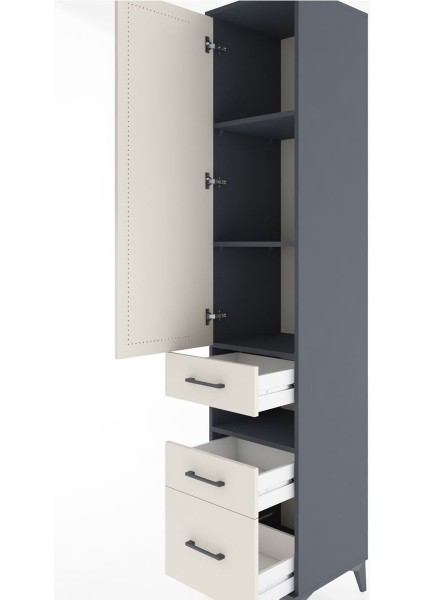 Hyperion Dolap 4 Raflı 3 Çekmeceli Tek Kapaklı 44X44X221 Antrasit-Aytaşı indirimleri