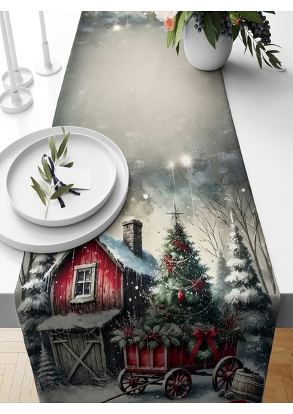 Yılbaşı Serisi 140X40 cm Dijital Baskılı Runner (Christmas Noel)