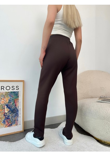 Kadın Modal Karışımlı Yandan Yırtmaçlı Beli Kordonlu Pantolon