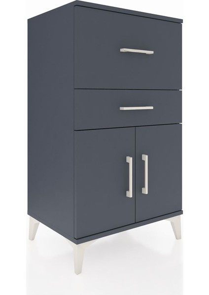 Hyperion Komodin Tek Raflı 2 Çekmeceli 2 Kapaklı 60X44X106 Antrasit-Antrasit fiyatları