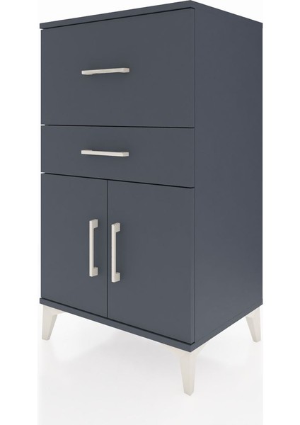 Hyperion Komodin Tek Raflı 2 Çekmeceli 2 Kapaklı 60X44X106 Antrasit-Antrasit modelleri