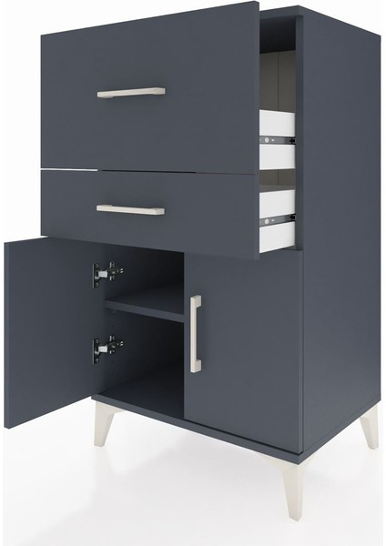 Hyperion Komodin Tek Raflı 2 Çekmeceli 2 Kapaklı 60X44X106 Antrasit-Antrasit fırsatları