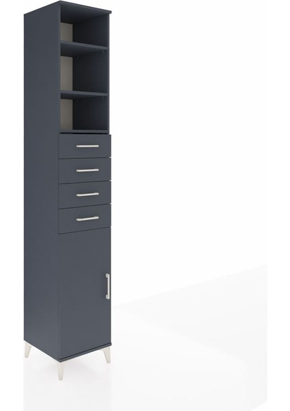Hyperion Dolap 4 Raflı 4 Çekmeceli Tek Kapaklı 44X44X243 Antrasit-Antrasit fiyatları
