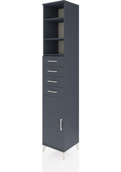 Hyperion Dolap 4 Raflı 4 Çekmeceli Tek Kapaklı 44X44X243 Antrasit-Antrasit modelleri