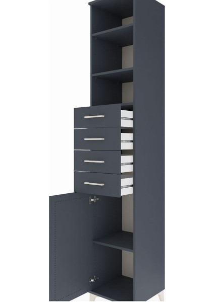 Hyperion Dolap 4 Raflı 4 Çekmeceli Tek Kapaklı 44X44X243 Antrasit-Antrasit indirimleri