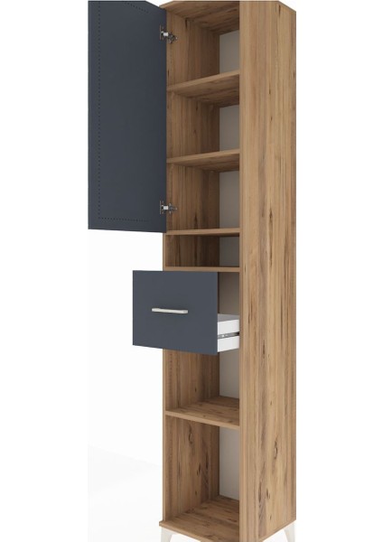 Hyperion Dolap 5 Raflı Tek Çekmeceli Tek Kapaklı 44X44X243 Çam-Antrasit indirimleri