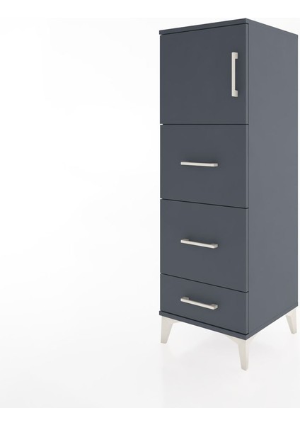 Hyperion Dolap Tek Raflı 3 Çekmeceli Tek Kapaklı 44X44X134 Antrasit-Antrasit modelleri