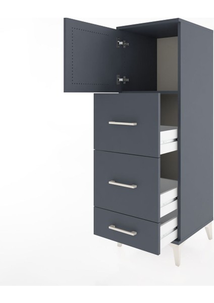 Hyperion Dolap Tek Raflı 3 Çekmeceli Tek Kapaklı 44X44X134 Antrasit-Antrasit fırsatları