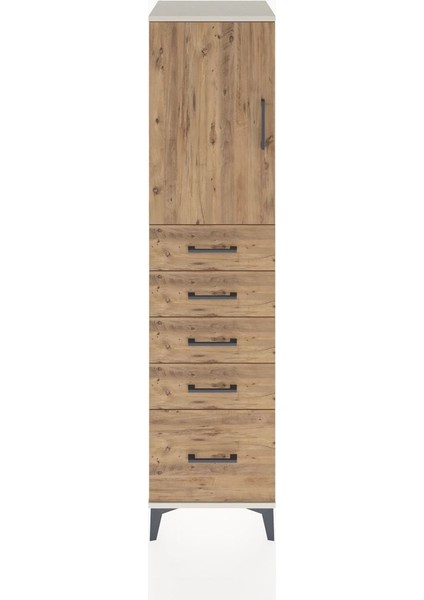 Hyperion Dolap Tek Raflı 5 Çekmeceli Tek Kapaklı 44X44X182 Aytaşı-Çam