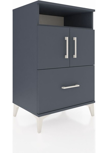 Hyperion Komodin 2 Raflı Tek Çekmeceli 2 Kapaklı 60X44X96 Antrasit-Antrasit fiyatları