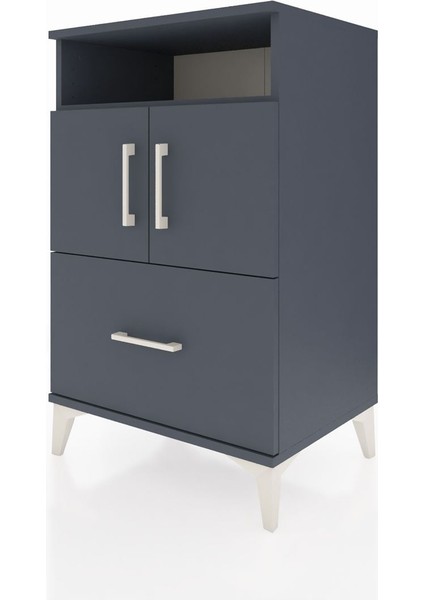 Hyperion Komodin 2 Raflı Tek Çekmeceli 2 Kapaklı 60X44X96 Antrasit-Antrasit modelleri