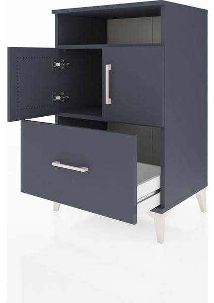 Hyperion Komodin 2 Raflı Tek Çekmeceli 2 Kapaklı 60X44X96 Antrasit-Antrasit fırsatları