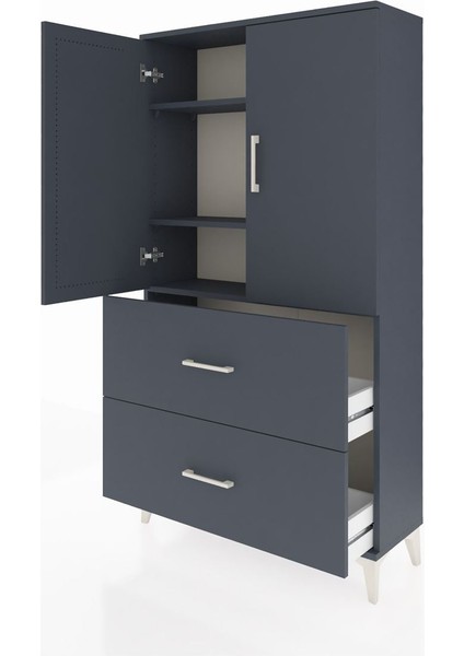 Arges Dolap 3 Raflı 2 Çekmeceli 2 Kapaklı 88X30X163 Antrasit-Antrasit fırsatları