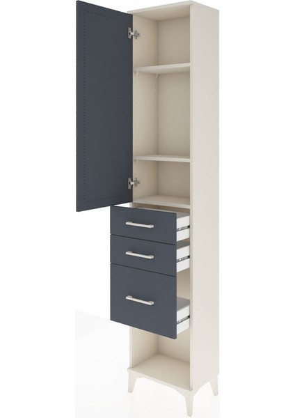 Arges Dolap 3 Raflı 3 Çekmeceli Tek Kapaklı 44X30X221 Aytaşı-Antrasit fırsatları