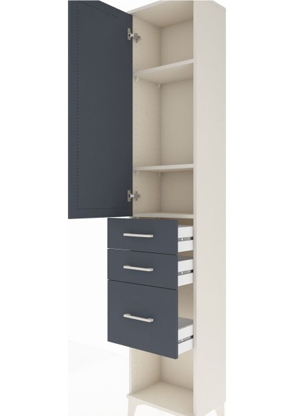 Arges Dolap 3 Raflı 3 Çekmeceli Tek Kapaklı 44X30X221 Aytaşı-Antrasit indirimleri