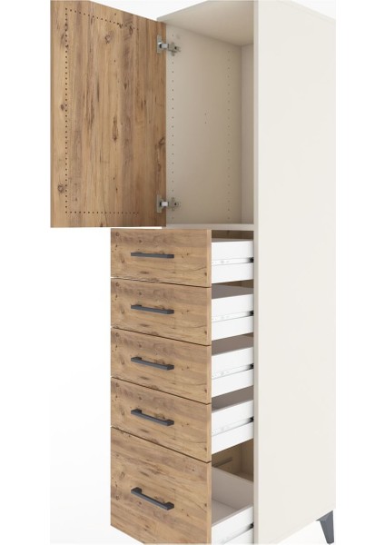 Hyperion Dolap Tek Raflı 5 Çekmeceli Tek Kapaklı 44X44X182 Aytaşı-Çam indirimleri