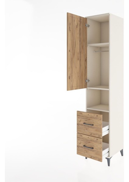 Hyperion Dolap 3 Raflı 2 Çekmeceli Tek Askılı 44X44X221 Aytaşı-Çam fırsatları