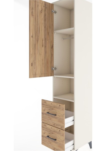 Hyperion Dolap 3 Raflı 2 Çekmeceli Tek Askılı 44X44X221 Aytaşı-Çam indirimleri