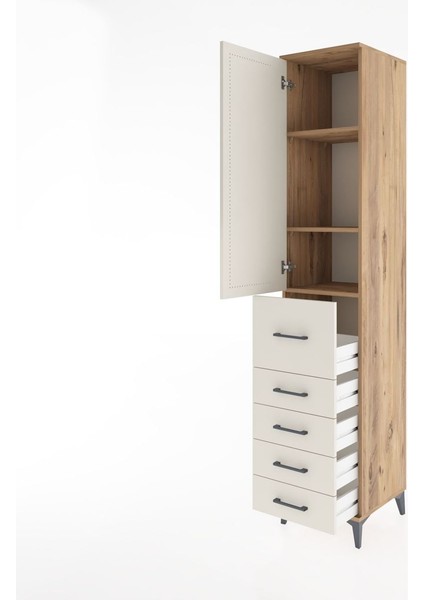 Hyperion Dolap 3 Raflı 5 Çekmeceli Tek Kapaklı 44X44X221 Çam-Aytaşı fırsatları