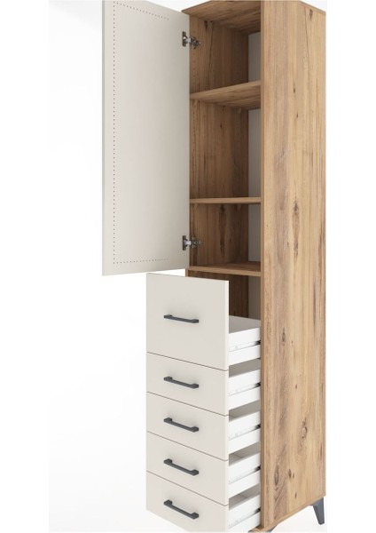 Hyperion Dolap 3 Raflı 5 Çekmeceli Tek Kapaklı 44X44X221 Çam-Aytaşı indirimleri