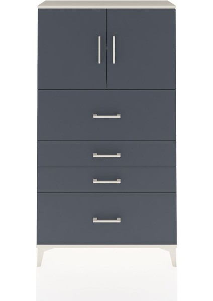 Arges Dolap 2 Raflı 4 Çekmeceli 2 Kapaklı 88X30X163 Aytaşı-Antrasit