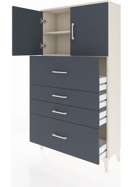 Arges Dolap 2 Raflı 4 Çekmeceli 2 Kapaklı 88X30X163 Aytaşı-Antrasit fırsatları