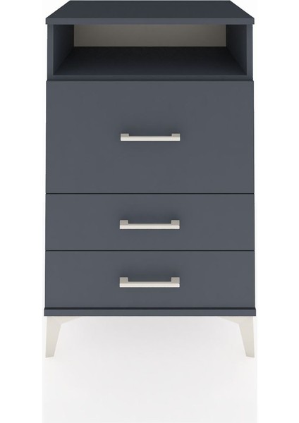 Hyperion Komodin Tek Raflı 3 Çekmeceli 60X44X96 Antrasit-Antrasit