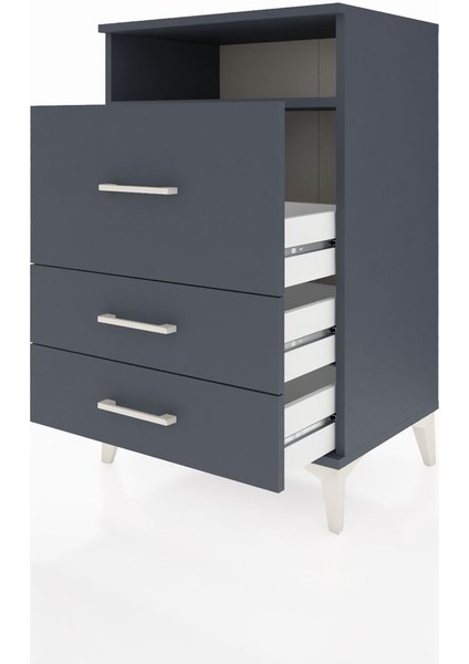 Hyperion Komodin Tek Raflı 3 Çekmeceli 60X44X96 Antrasit-Antrasit fırsatları