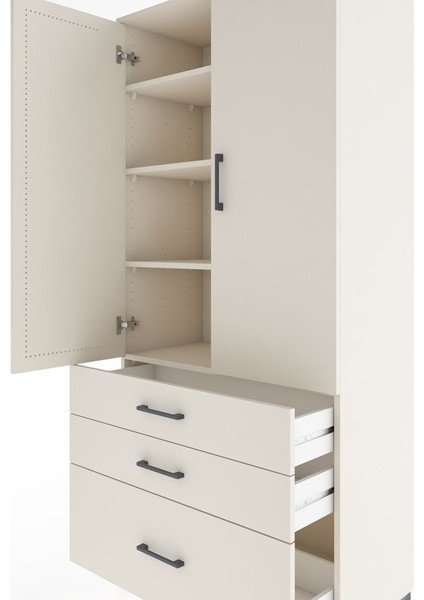 Hyperion Dolap 4 Raflı 3 Çekmeceli 2 Kapaklı 88X44X195 Aytaşı-Aytaşı indirimleri