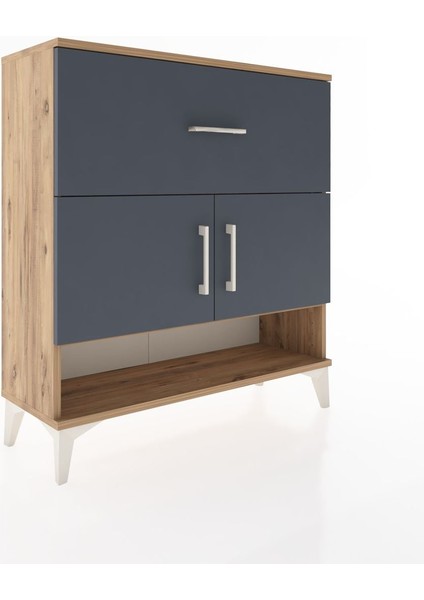 Arges Şifonyer 2 Raflı Tek Çekmeceli 2 Kapaklı 88X30X96 Çam-Antrasit fiyatları