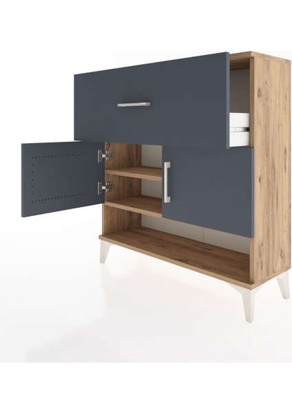 Arges Şifonyer 2 Raflı Tek Çekmeceli 2 Kapaklı 88X30X96 Çam-Antrasit fırsatları