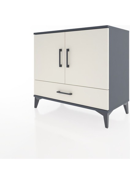 Hyperion Şifonyer 3 Raflı Tek Çekmeceli 2 Kapaklı 88X44X80 Antrasit-Aytaşı modelleri