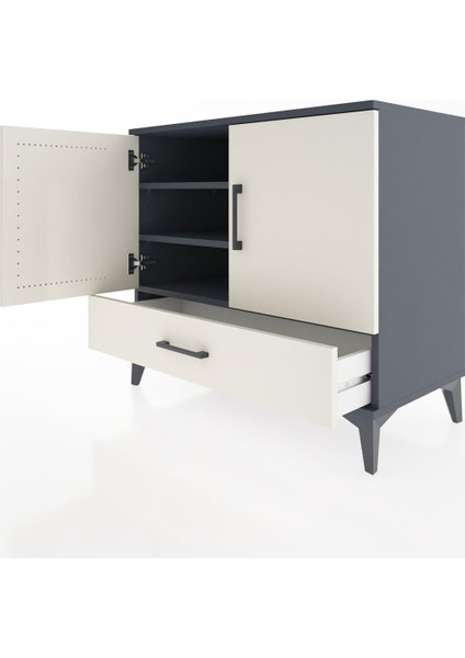 Hyperion Şifonyer 3 Raflı Tek Çekmeceli 2 Kapaklı 88X44X80 Antrasit-Aytaşı fırsatları