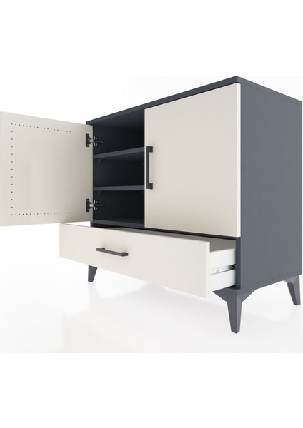 Hyperion Şifonyer 3 Raflı Tek Çekmeceli 2 Kapaklı 88X44X80 Antrasit-Aytaşı indirimleri