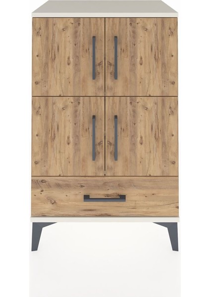 Hyperion Komodin 4 Raflı Tek Çekmeceli 4 Kapaklı 60X44X96 Aytaşı-Çam