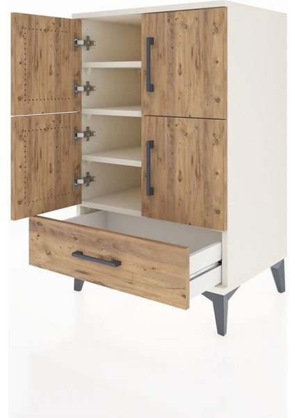 Hyperion Komodin 4 Raflı Tek Çekmeceli 4 Kapaklı 60X44X96 Aytaşı-Çam fırsatları