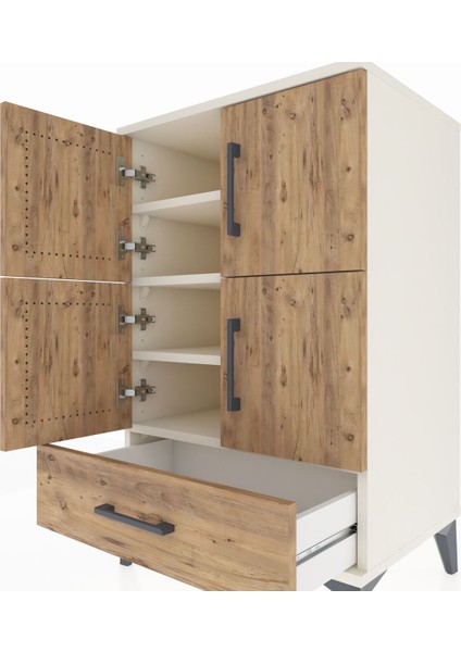 Hyperion Komodin 4 Raflı Tek Çekmeceli 4 Kapaklı 60X44X96 Aytaşı-Çam indirimleri