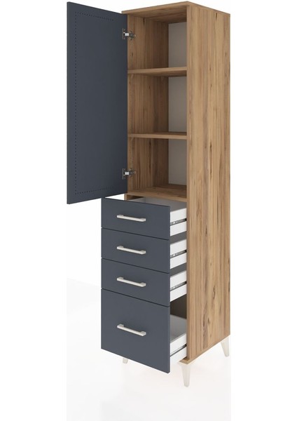 Hyperion Dolap 3 Raflı 4 Çekmeceli Tek Kapaklı 44X44X195 Çam-Antrasit fırsatları