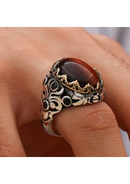 Kaplangözü Taşlı 925 Ayar Gümüş Erkek Yüzük