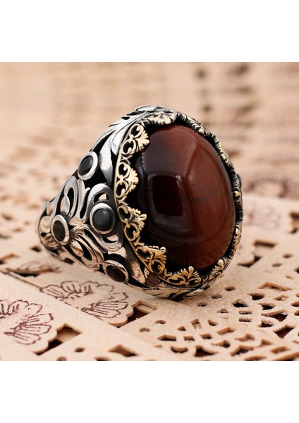 Kaplangözü Taşlı 925 Ayar Gümüş Erkek Yüzük fiyatları