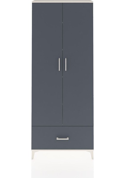 Arges Dolap 5 Raflı Tek Çekmeceli 2 Kapaklı 88X30X221 Aytaşı-Antrasit