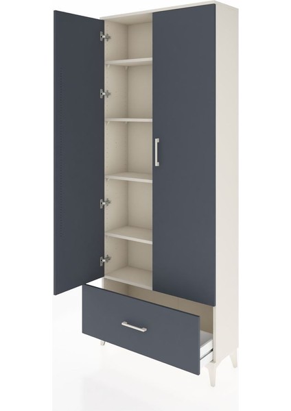 Arges Dolap 5 Raflı Tek Çekmeceli 2 Kapaklı 88X30X221 Aytaşı-Antrasit fırsatları