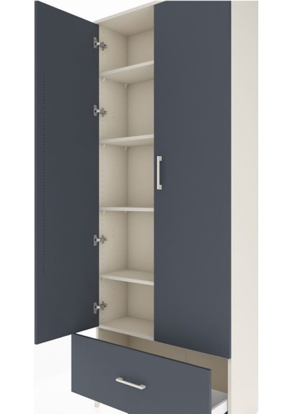 Arges Dolap 5 Raflı Tek Çekmeceli 2 Kapaklı 88X30X221 Aytaşı-Antrasit indirimleri