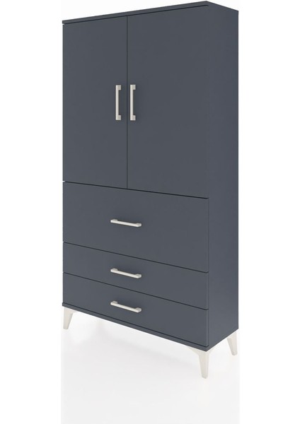 Arges Dolap 3 Raflı 3 Çekmeceli 2 Kapaklı 88X30X163 Antrasit-Antrasit modelleri