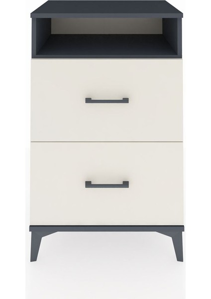 Hyperion Komodin Tek Raflı 2 Çekmeceli 60X44X96 Antrasit-Aytaşı