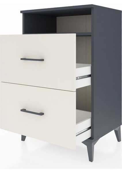 Hyperion Komodin Tek Raflı 2 Çekmeceli 60X44X96 Antrasit-Aytaşı fırsatları