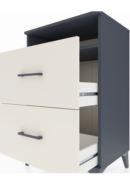 Hyperion Komodin Tek Raflı 2 Çekmeceli 60X44X96 Antrasit-Aytaşı indirimleri