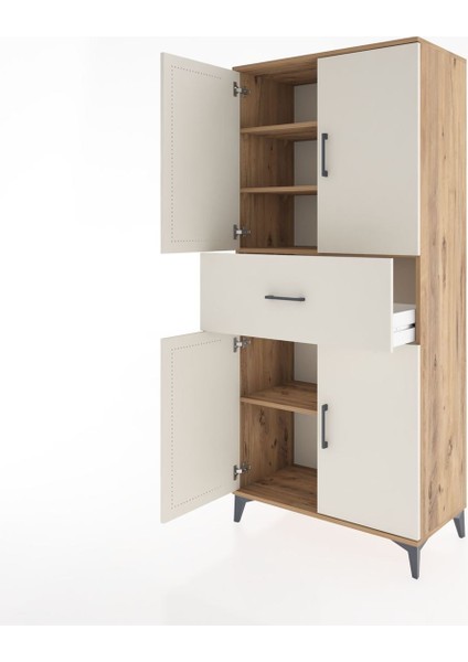 Hyperion Dolap 4 Raflı Tek Çekmeceli 4 Kapaklı 88X44X195 Çam-Aytaşı fırsatları