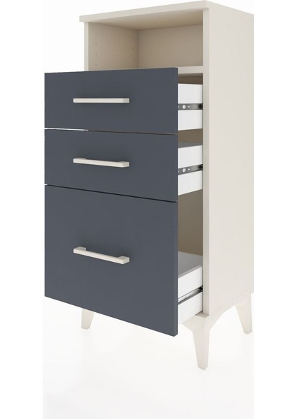 Arges Komodin Tek Raflı 3 Çekmeceli 44X30X96 Aytaşı-Antrasit fırsatları